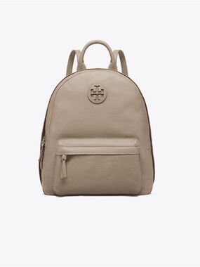 Tory Burch Taupe Pebbled Leather Backpack